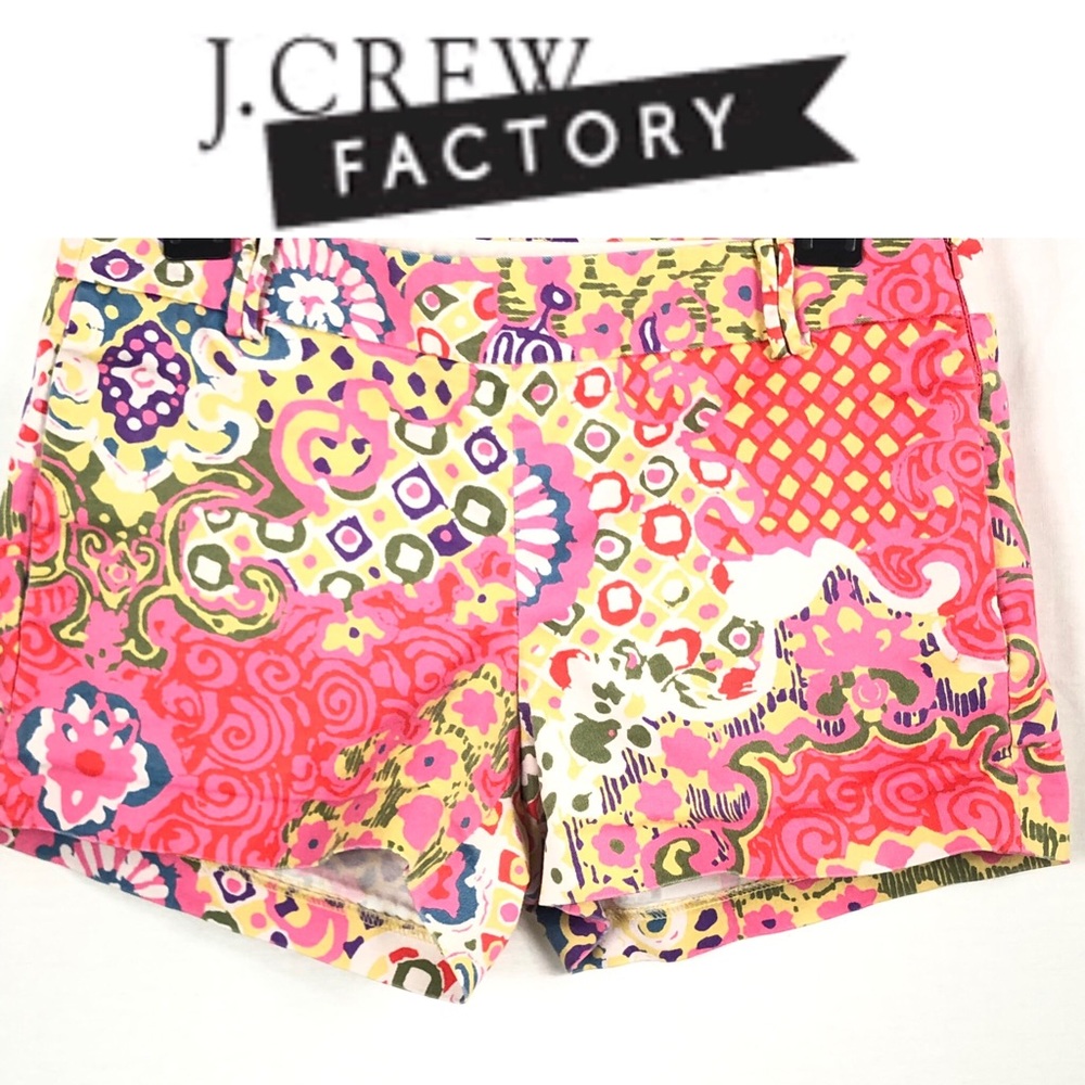 J.crew factory stretch multicolor side zip shorts